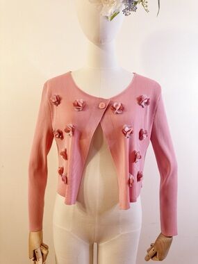 🌸 Pink Floral Pleated Cardigan